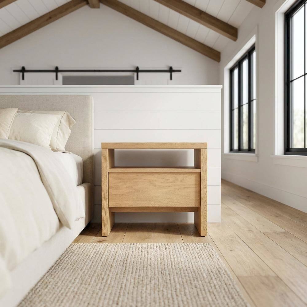 Alt View 4. Starlight Canyon Home - Contemporary Nightstand in Natural Finish with Mahogany and Oak Veneer - Natural.