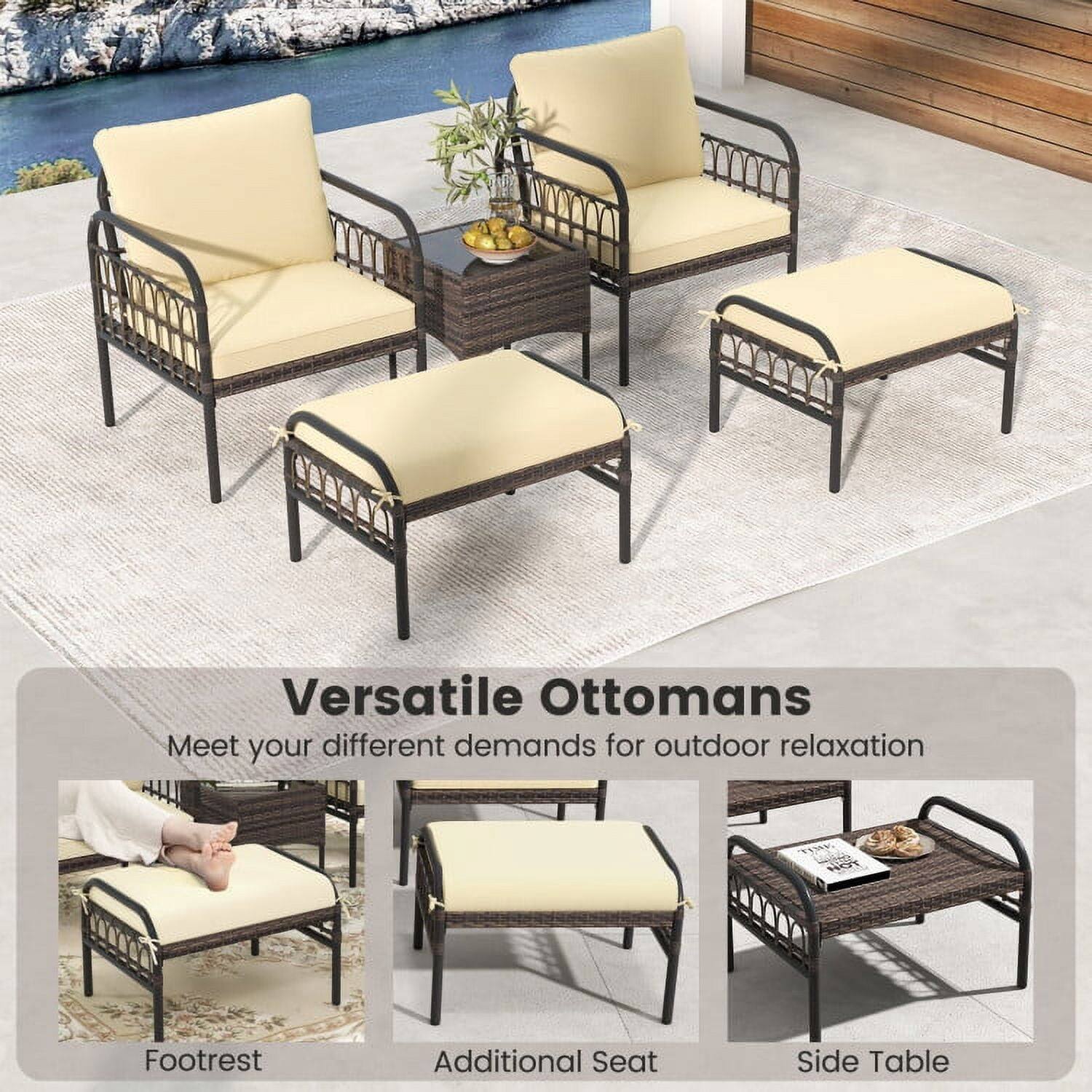 Versatile Ottomans  
Meet your different demands for outdoor relaxation  

Footrest  
Additional Seat  
Side Table