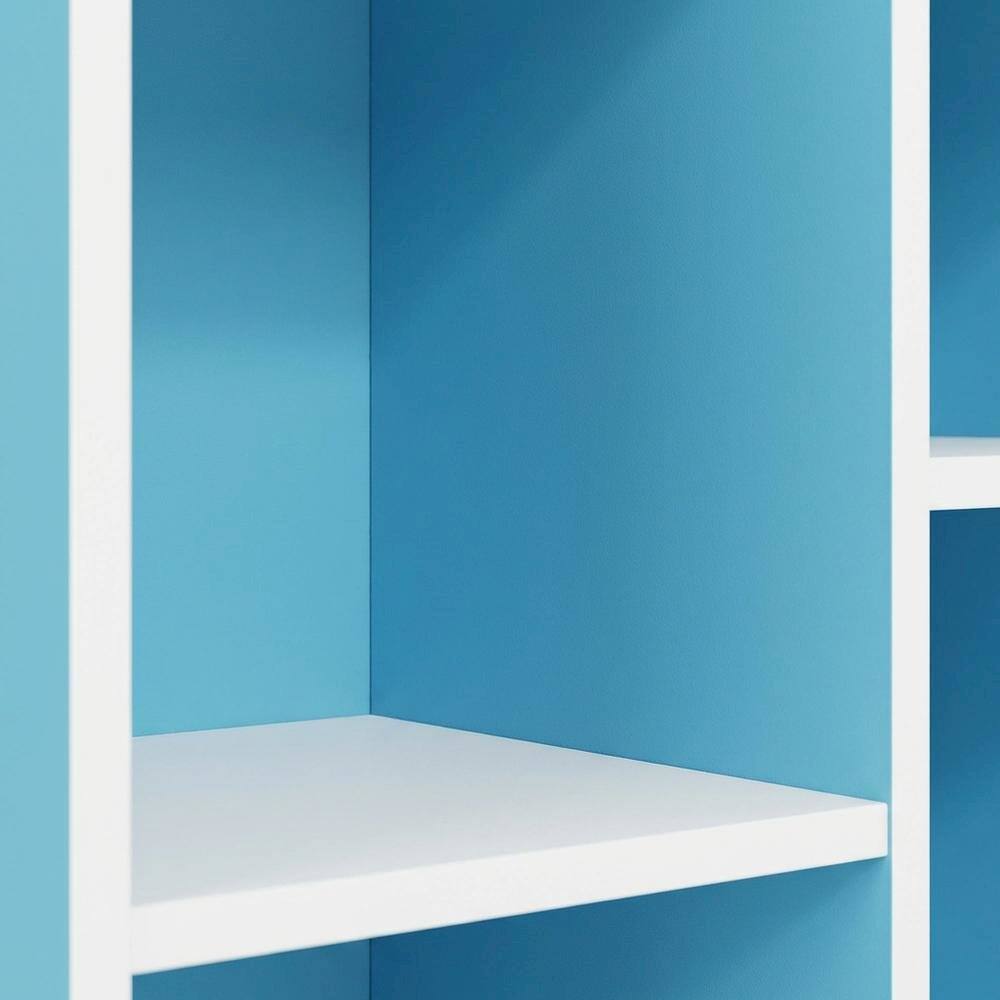 Alt View 1. FurniFact - Reversible Open Shelf Bookcase in White and Light Blue - White/Light Blue.