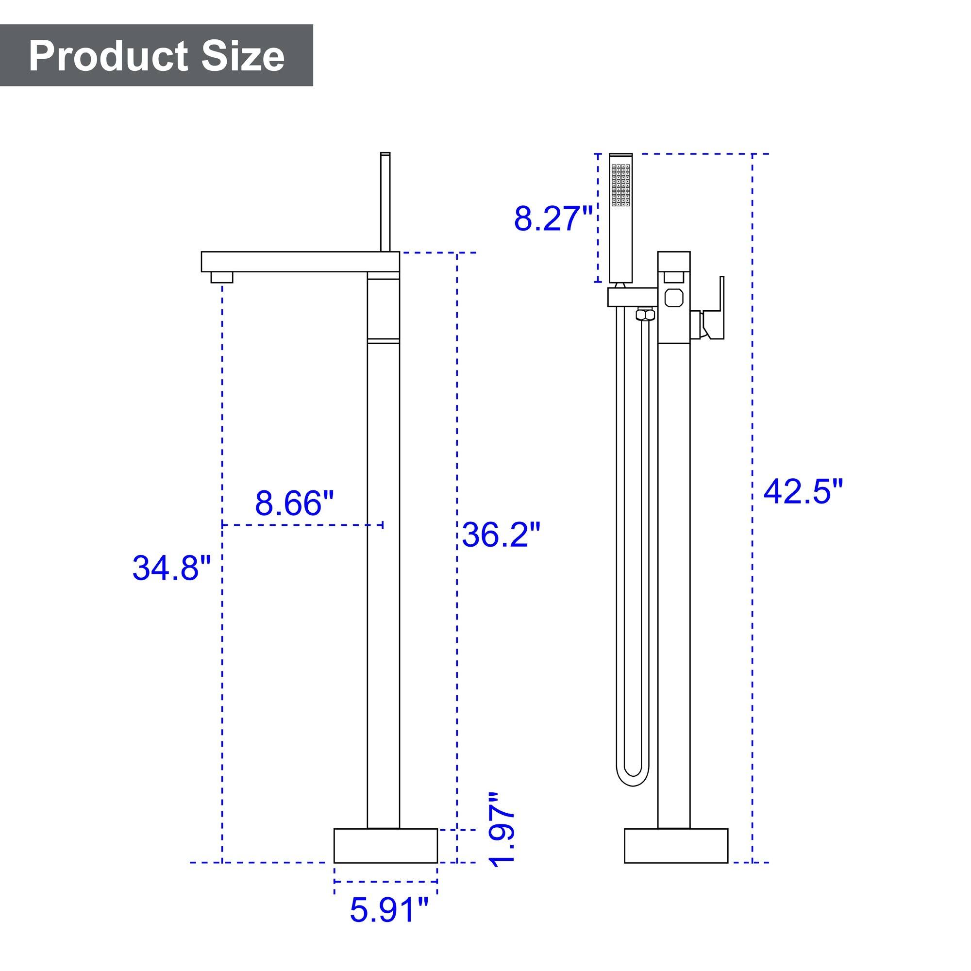 Product Size  
8.27"  
8.66"  
34.8"  
36.2"  
42.5"  
5.91"  
1.97"