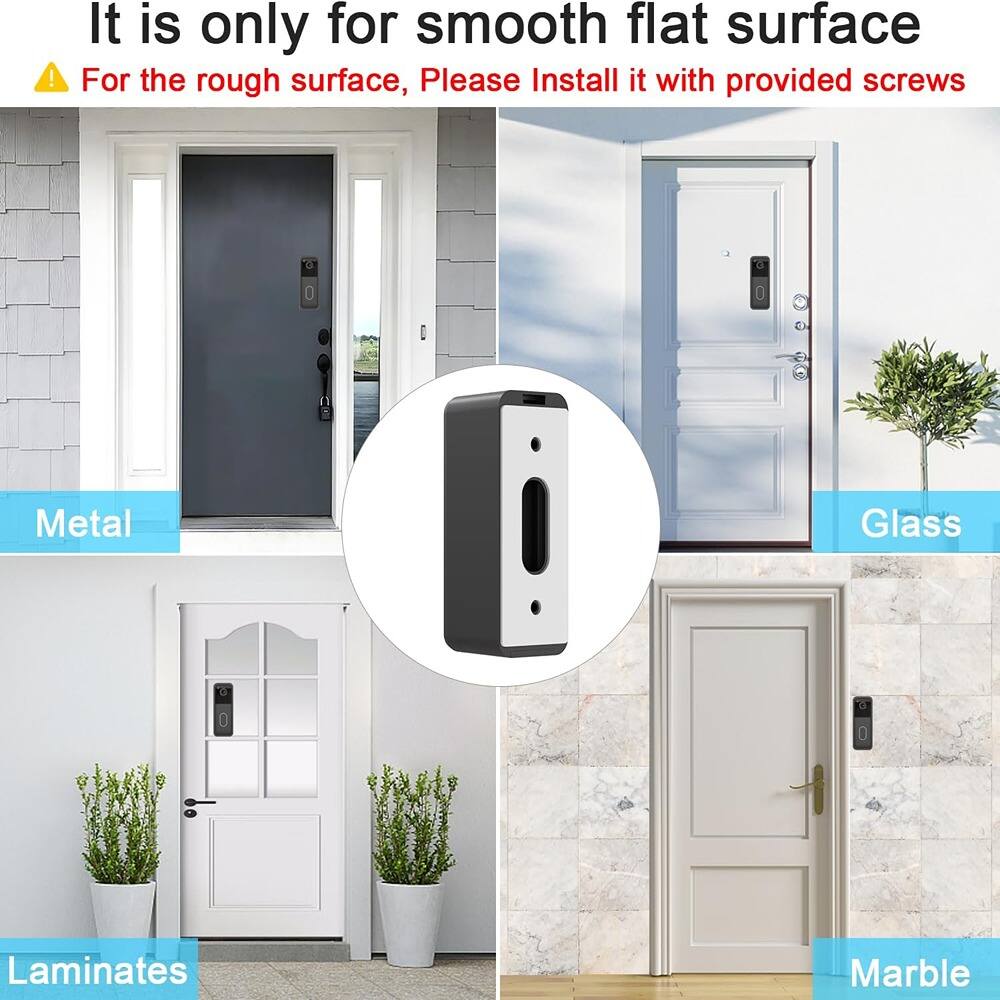 It is only for smooth flat surface  
⚠️ For the rough surface, Please Install it with provided screws  

Metal  
Glass  
Laminates  
Marble