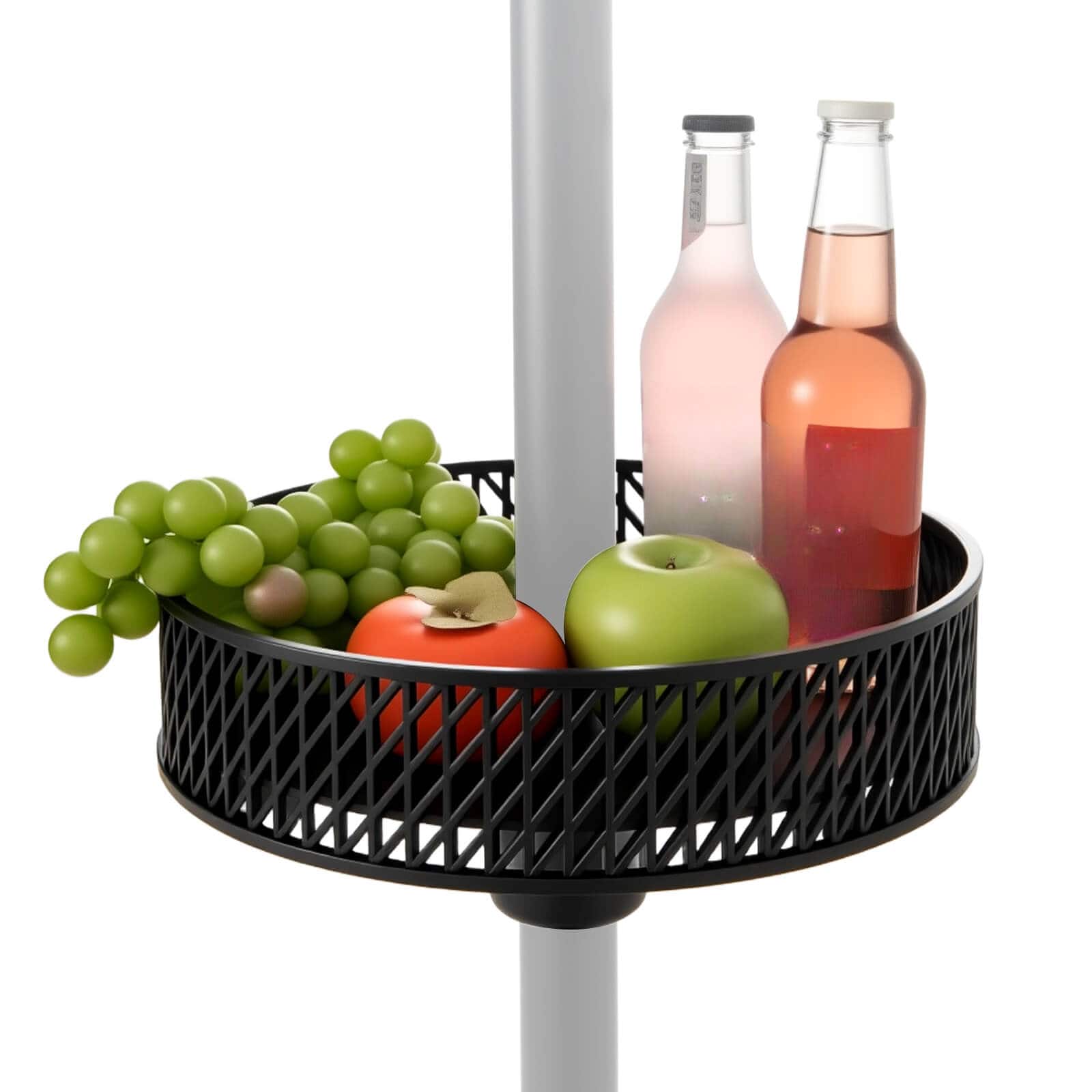 Costway - Patio Umbrella Table Tray with Storage Fit 1.5"/1.34"/1.26" Umbrella Poles - Black