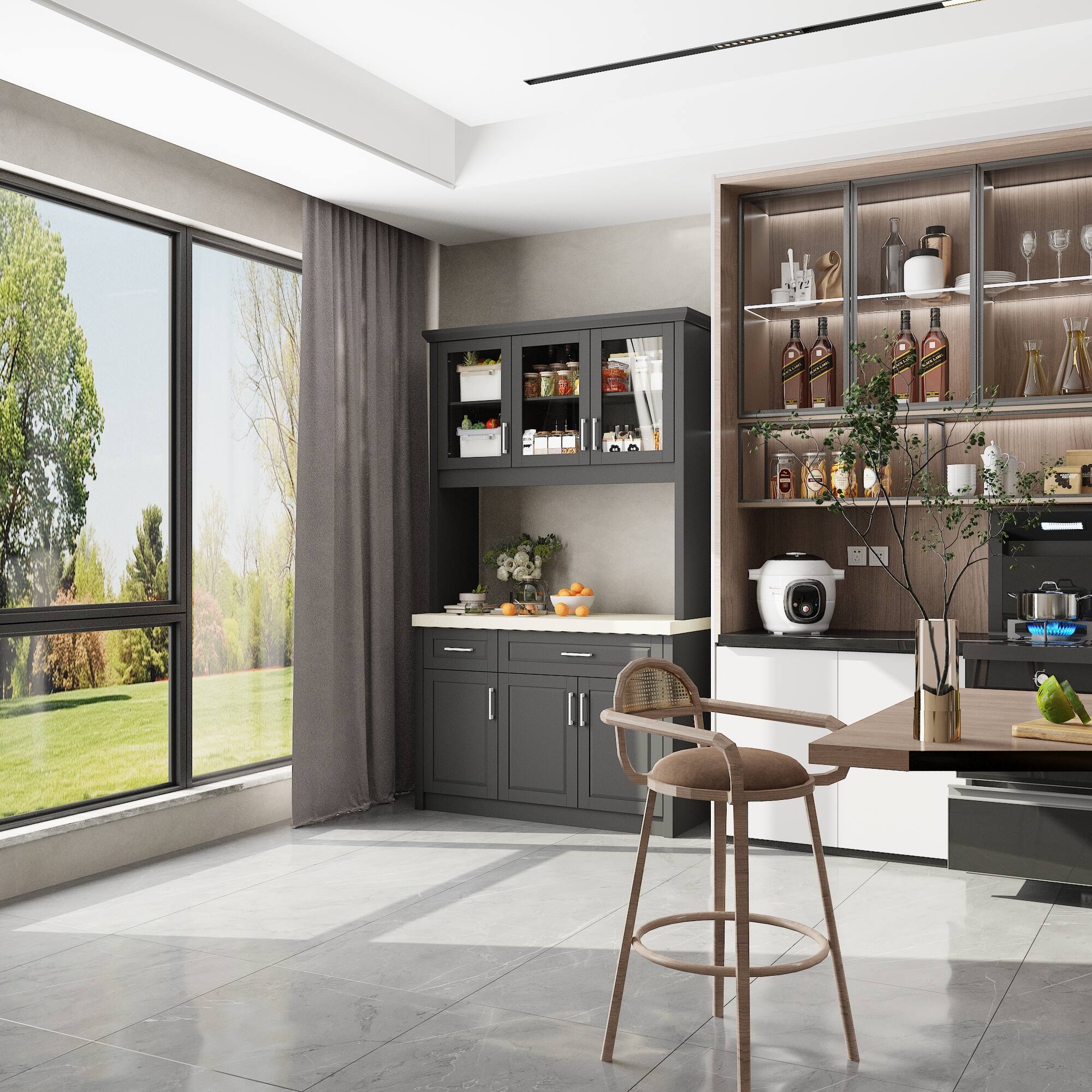 Alt View 10. FUFU & GAGA - FUFU&GAGA Multi - Tier Kitchen Storage Cabinet: All - in - One Organization for Living Spaces - Black.