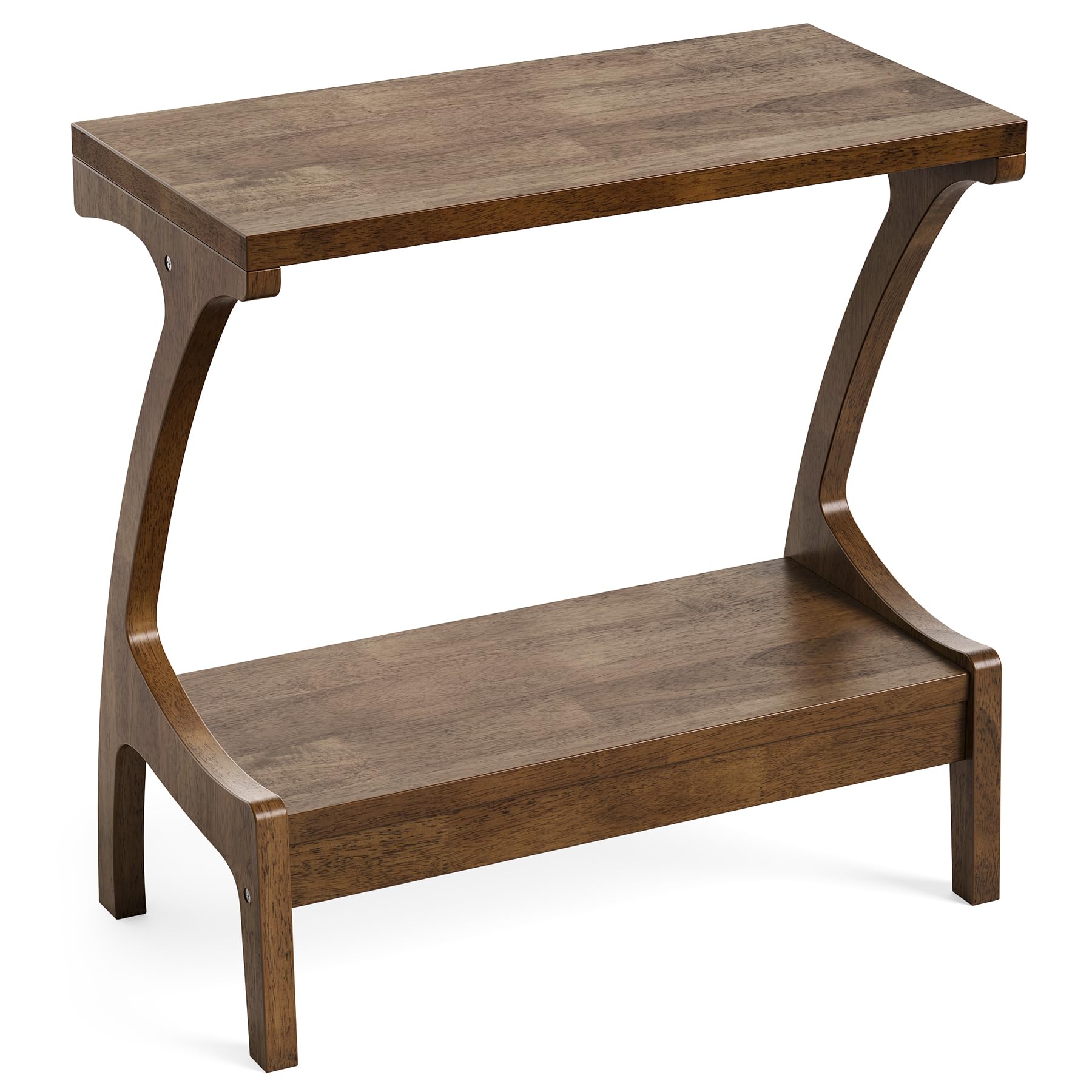 Tribesigns Solid Wood End Table with Storage Shelf, Small Accent Table ...