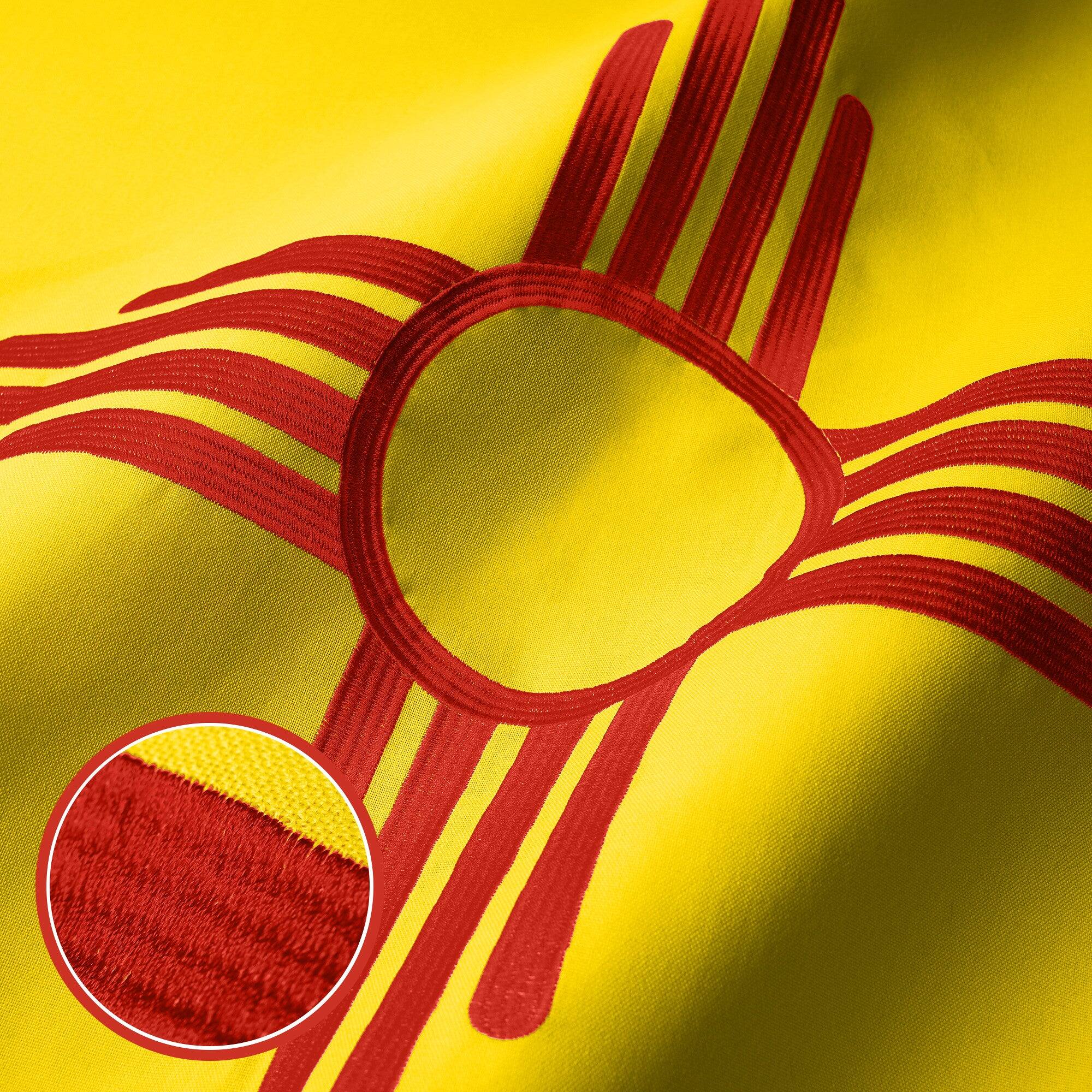 Angle. G128 - New Mexico State Flag 2x3 ft StormFlyer Embroidered 220GSM Spun Polyester. - Assorted Colors.