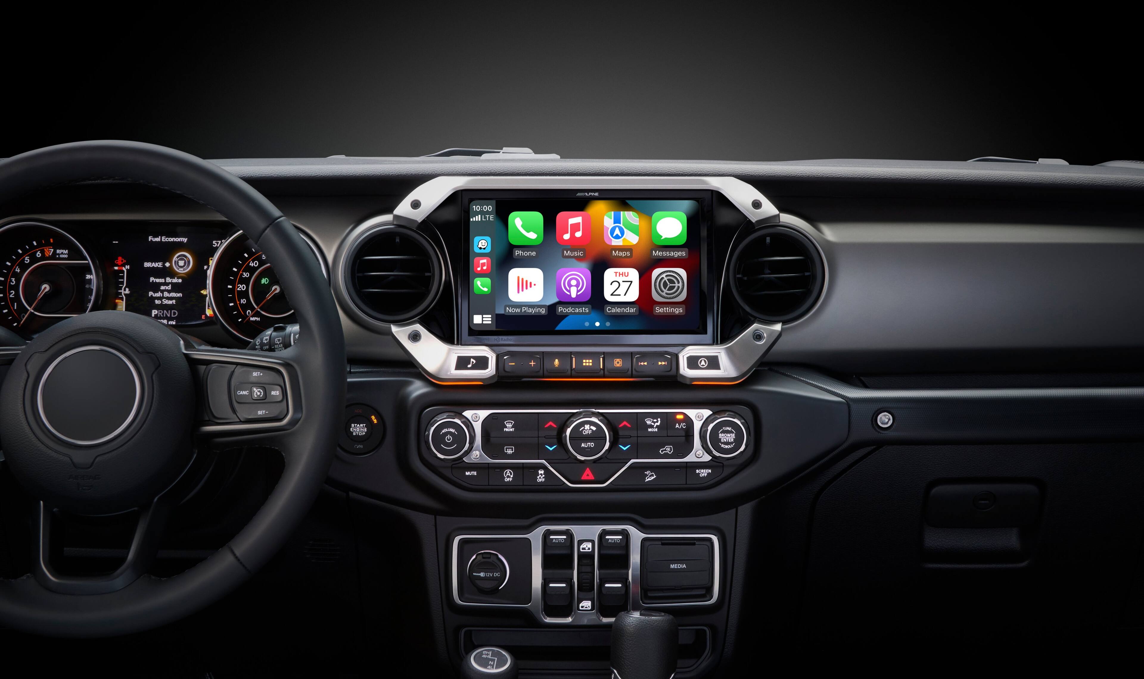 Left. Alpine - 9" Android Auto and Apple CarPlay Bluetooth Digital Media Receiver - Black.