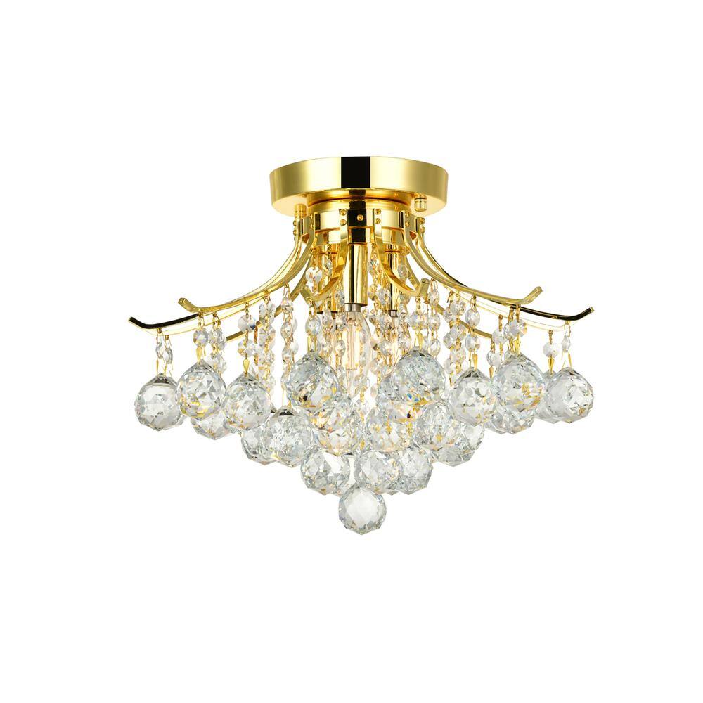 Alt View 1. Elegant Lighting - Toureg 3 light Gold Flush Mount Clear Royal Cut Crystal - Gold.
