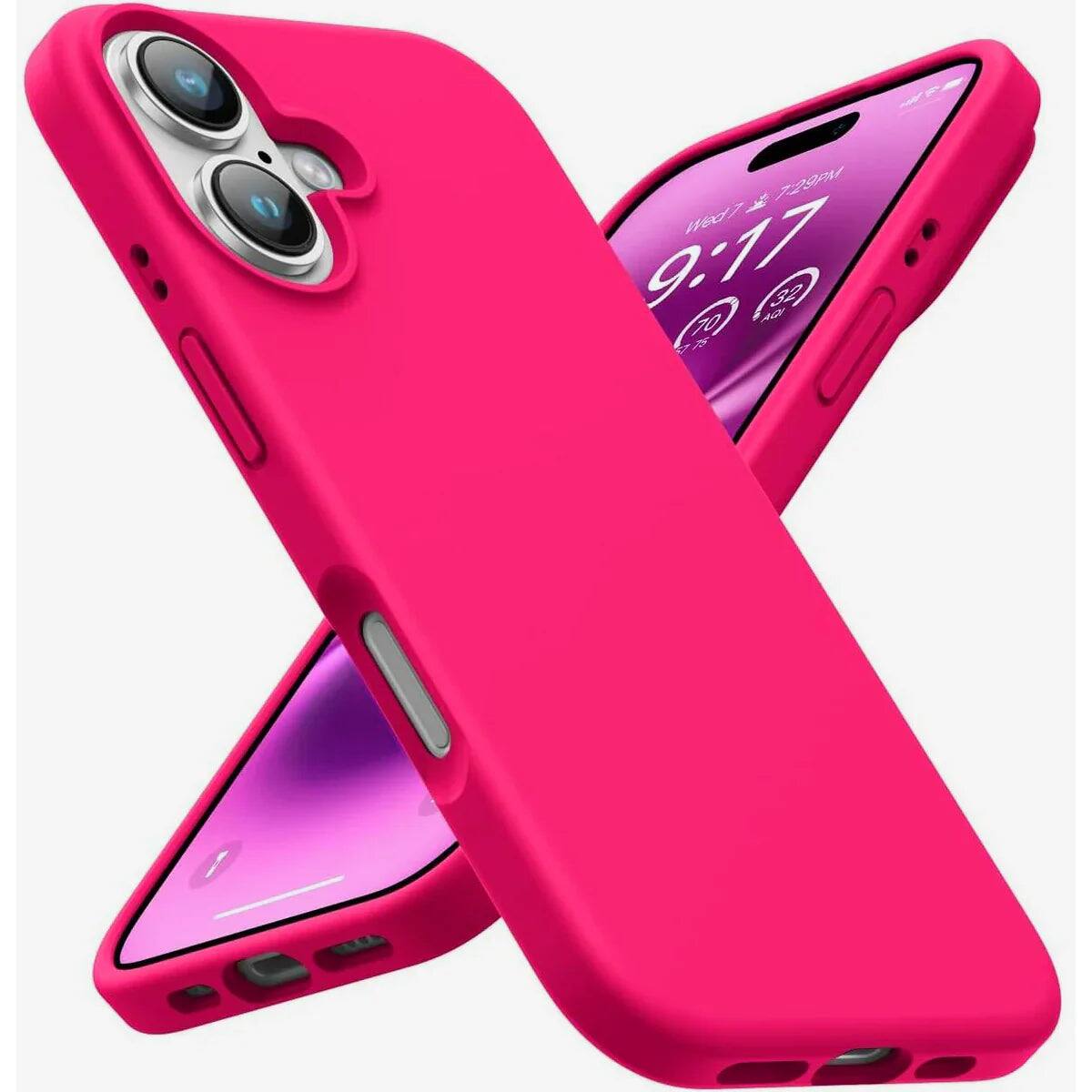 Entronix - Enronix Soft-Touch Liquid Silicone Case for iPhone 16 - Ultimate Protection and Style - Hot Pink