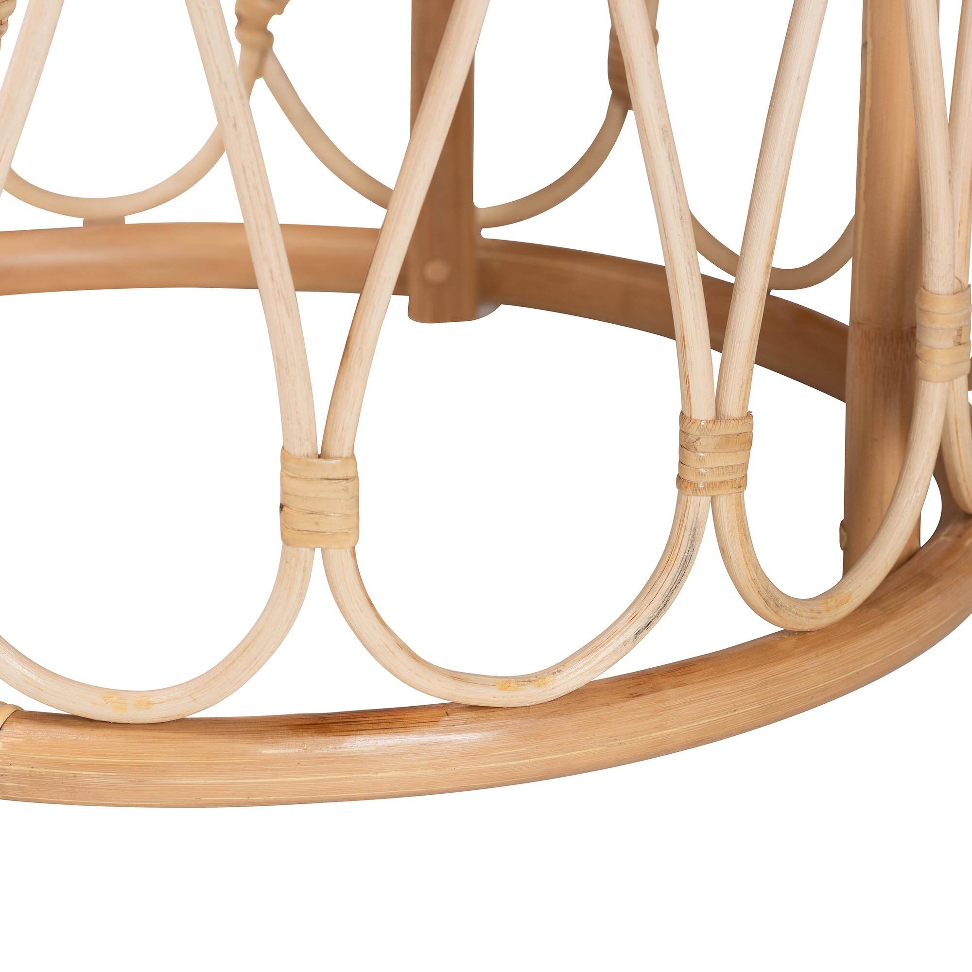 Angle. bali & pari - Hachiro Bohemian Natural Rattan Ottoman Footstool - Natural/White.