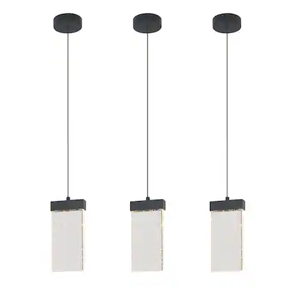Front. Umeiluce - LED Modern Crystal Pendant Light 3000K Dimming - Matte Black.