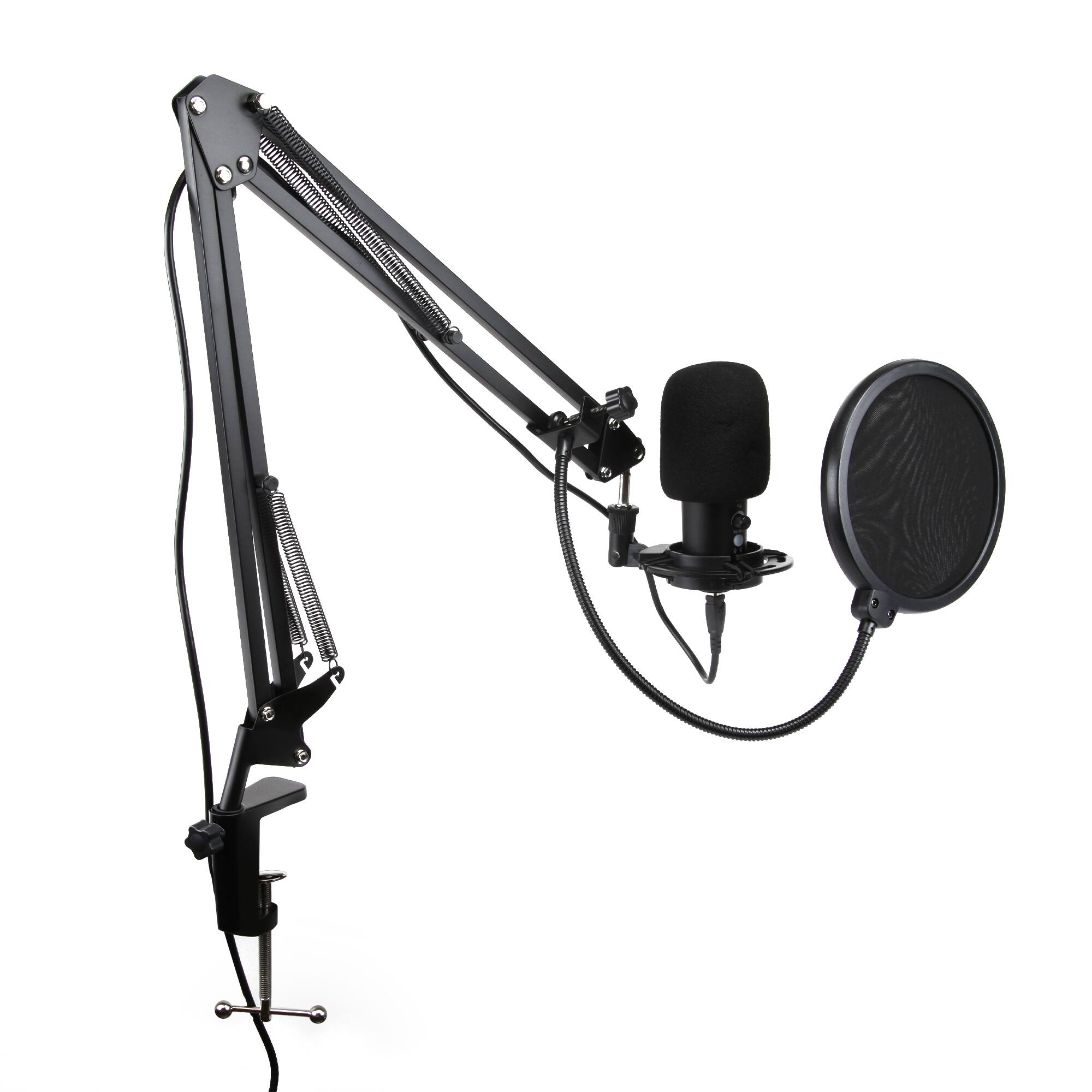 Front. Emerson - USB Gaming & Streaming Condenser Microphone with Pop Filter, Shock Mount (EAM-9051) - Black.