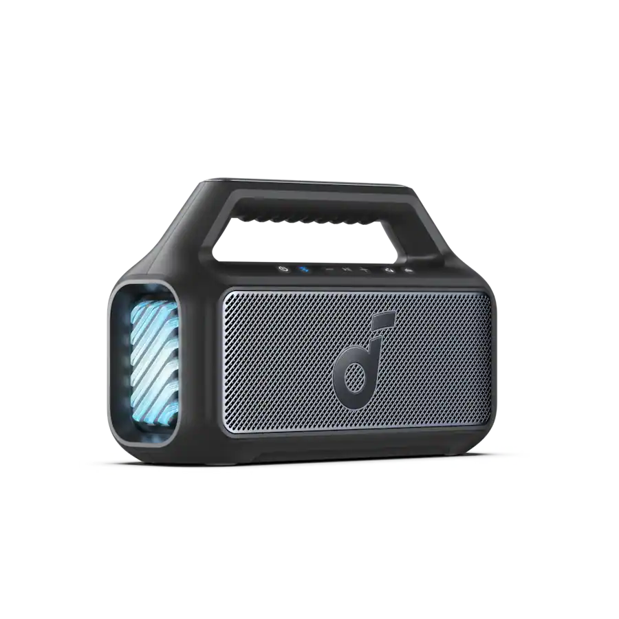 Soundcore by Anker Boom IPX7 Waterproof Floatable 80W Bluetooth Speaker with Subwoofer, BassUp Custom RGB Light Effects Black