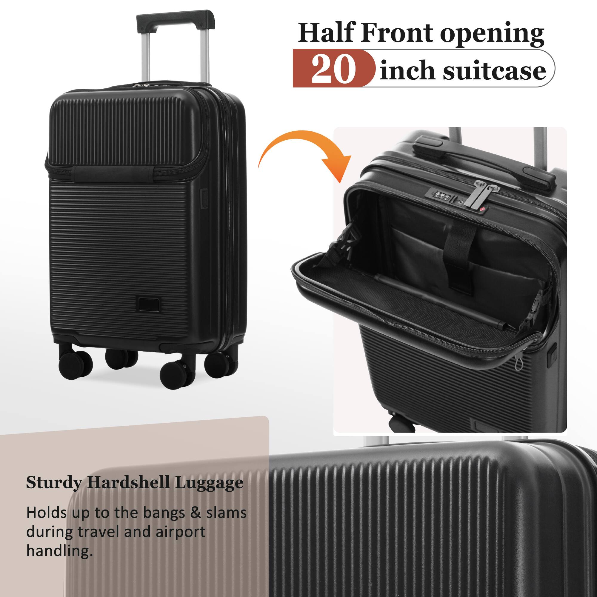 Half Front opening 20 inch suitcase  
Sturdy Hardshell Luggage  
Holds up to the bangs & slams during travel and airport handling.