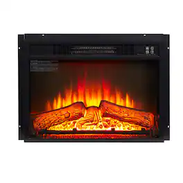 Boyel Living - 23-in Electric Fireplace Insert 1400W 4777 BTU with Log Display LED Screen and Remote Control Model BL-YL-07437 - Black