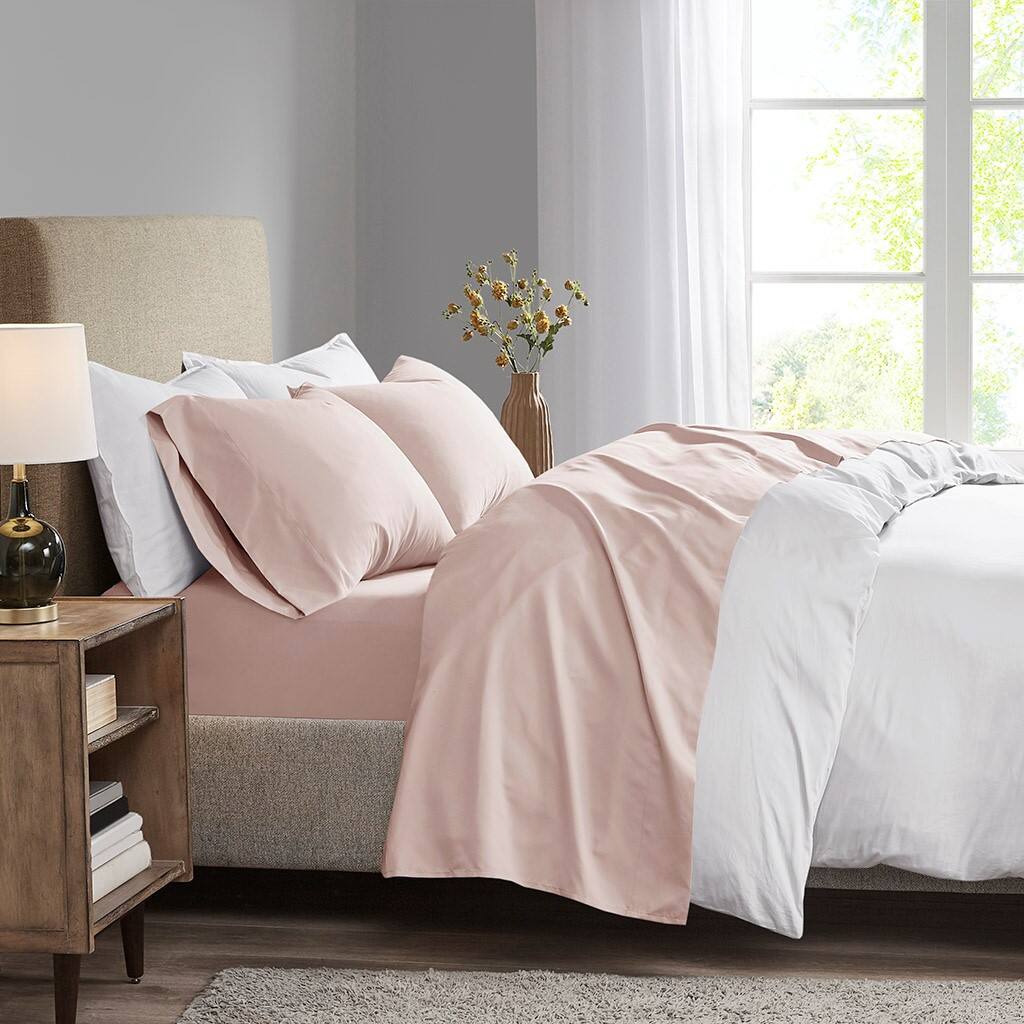 Alt View 1. Gracie Mills - Gracie Mills Hugo Deep Pocket Brushed Microfiber Sheet Set with 3M Moisture Wicking - Blush.