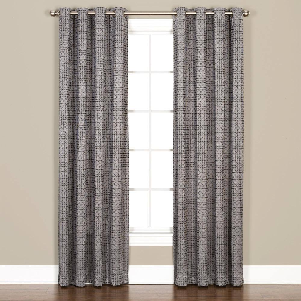 Front. SKL Home - Saturday Knight Ltd Sacai Geometric Woven Jacquard Window Grommet Panel - 52" x 84" Charcoal - Charcoal.