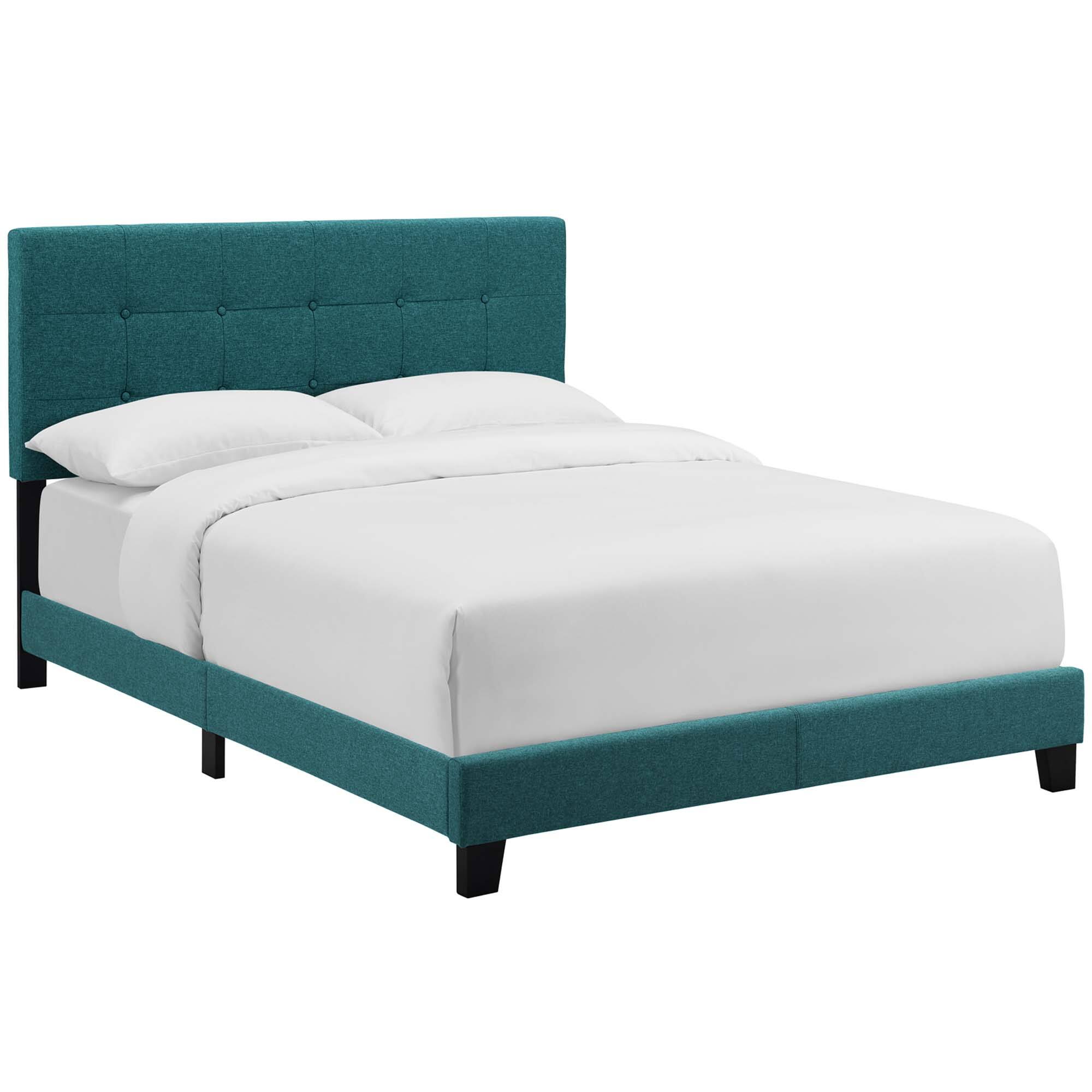 Angle. Modway - Celine Channel Tufted Performance Velvet Full Bed - Blue.