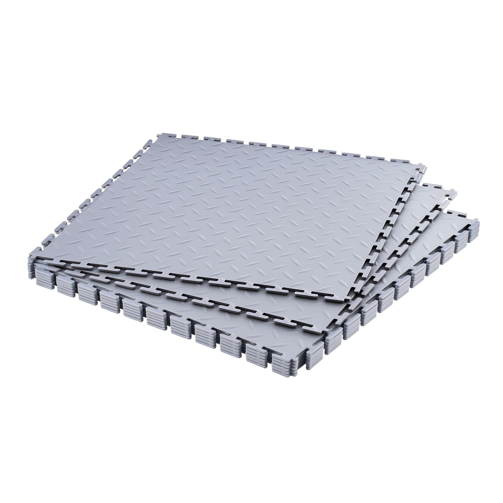 VEVOR - Garage Floor Tiles Interlocking, 8 Pack 20.2 x 20.2 x 0.2 in Interlocking Modular Garage Flooring Tiles, Diamond Plate - Silver Gray