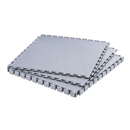 Front. VEVOR - Garage Floor Tiles Interlocking, 8 Pack 20.2 x 20.2 x 0.2 in Interlocking Modular Garage Flooring Tiles, Diamond Plate - Silver Gray.