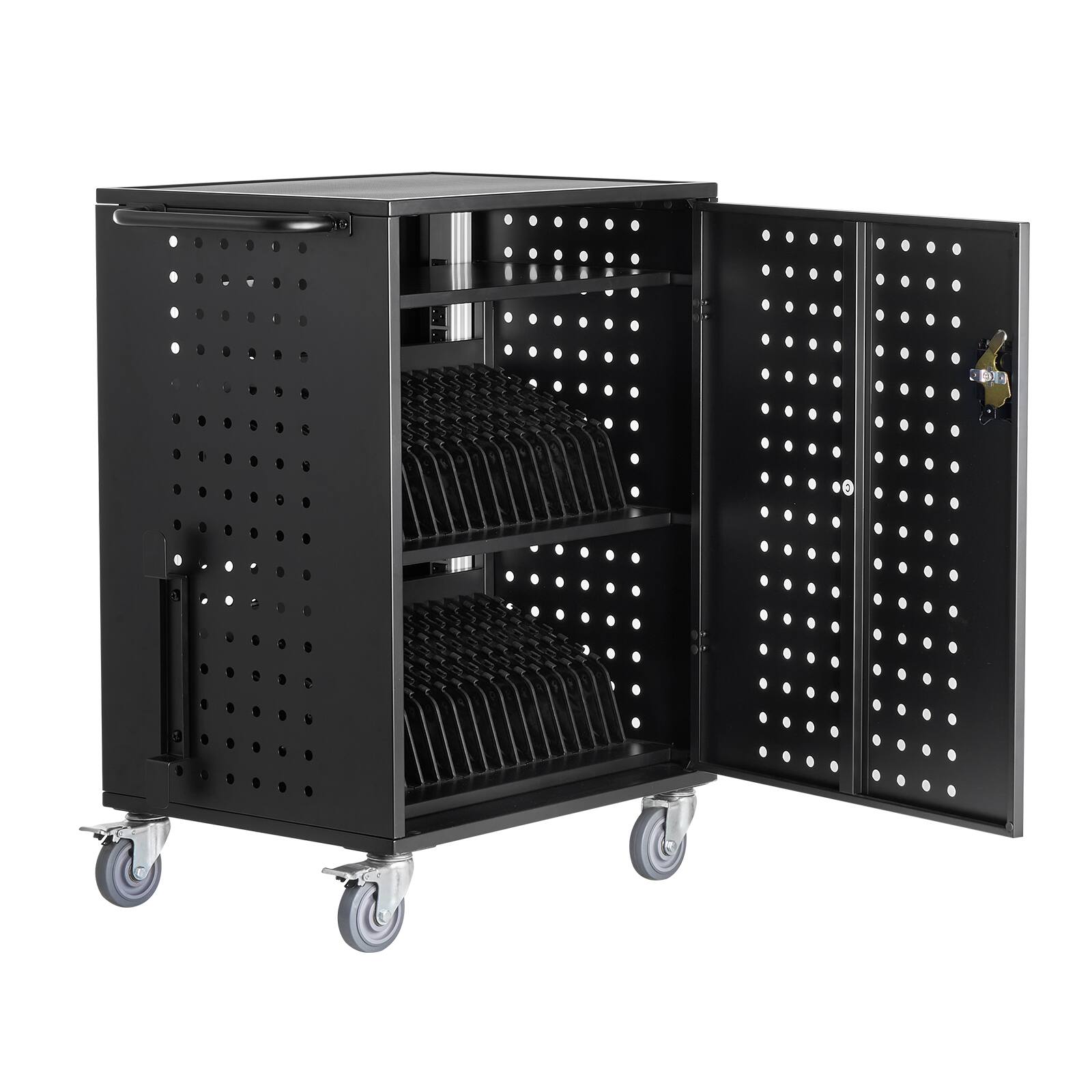 Alt View 5. VEVOR - Charging Cart, 36 Device Mobile Charging Station, Up to 15.6 in Screen Size, Office and Classroom Mobile Charging Cart - Black.