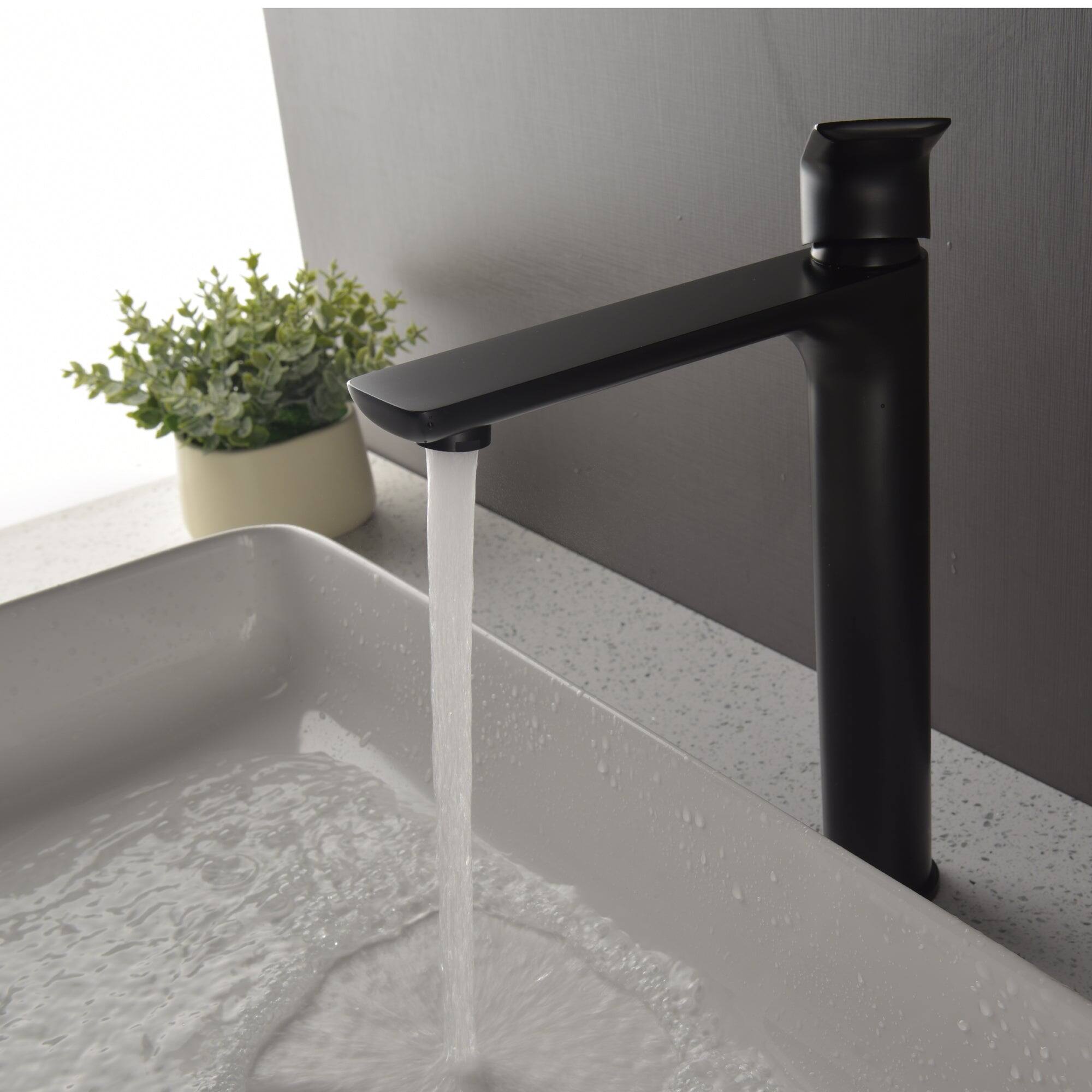 Alt View 7. Boyel Living - 1.2 GPM Single Handle Single Hole Bathroom Faucet with Water Supply Hose and Built in Aerator in Matte Black Tall - Matte Black.