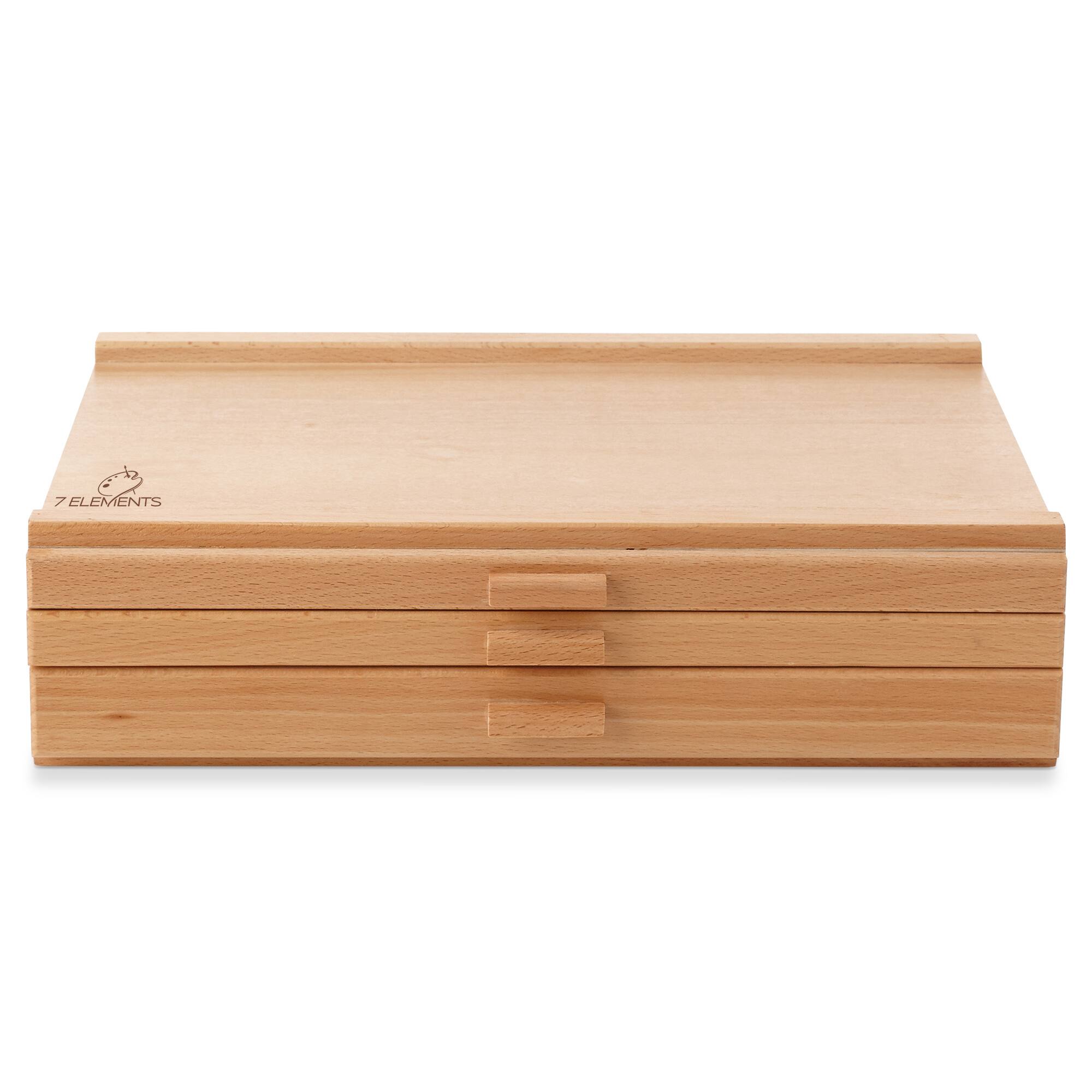 Alt View 3. 7 Elements - Multi Drawer Beechwood Artist Storage Supply Box - Natural.