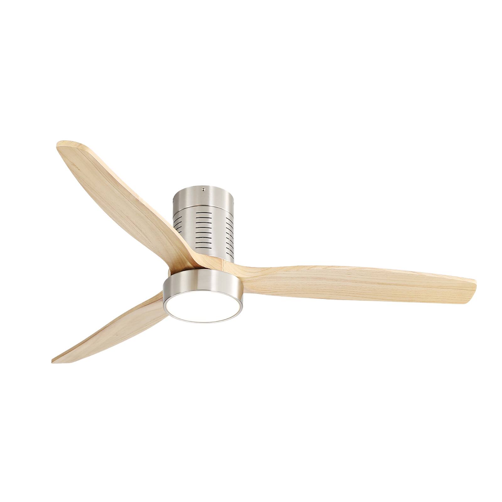 Alt View 2. Sofucor - 52'' Low Profile Ceiling Fan with Lights and Remote Dimmable LED Reversible DC Modern Wood Flush Mount Ceiling Fan - Silver.