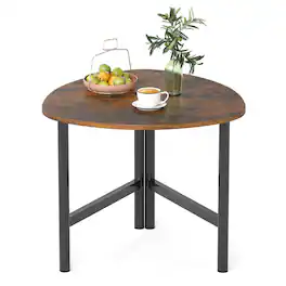 Gymax - Triangle Coffee Table w/Metal Legs Industrial Center Table for Living Room - Brown