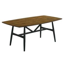 Manhattan Lane - Riera 72 Inch Two Tone Dining Table, Brown Plank Top, Black Trestle Base - Oak Brown, Black