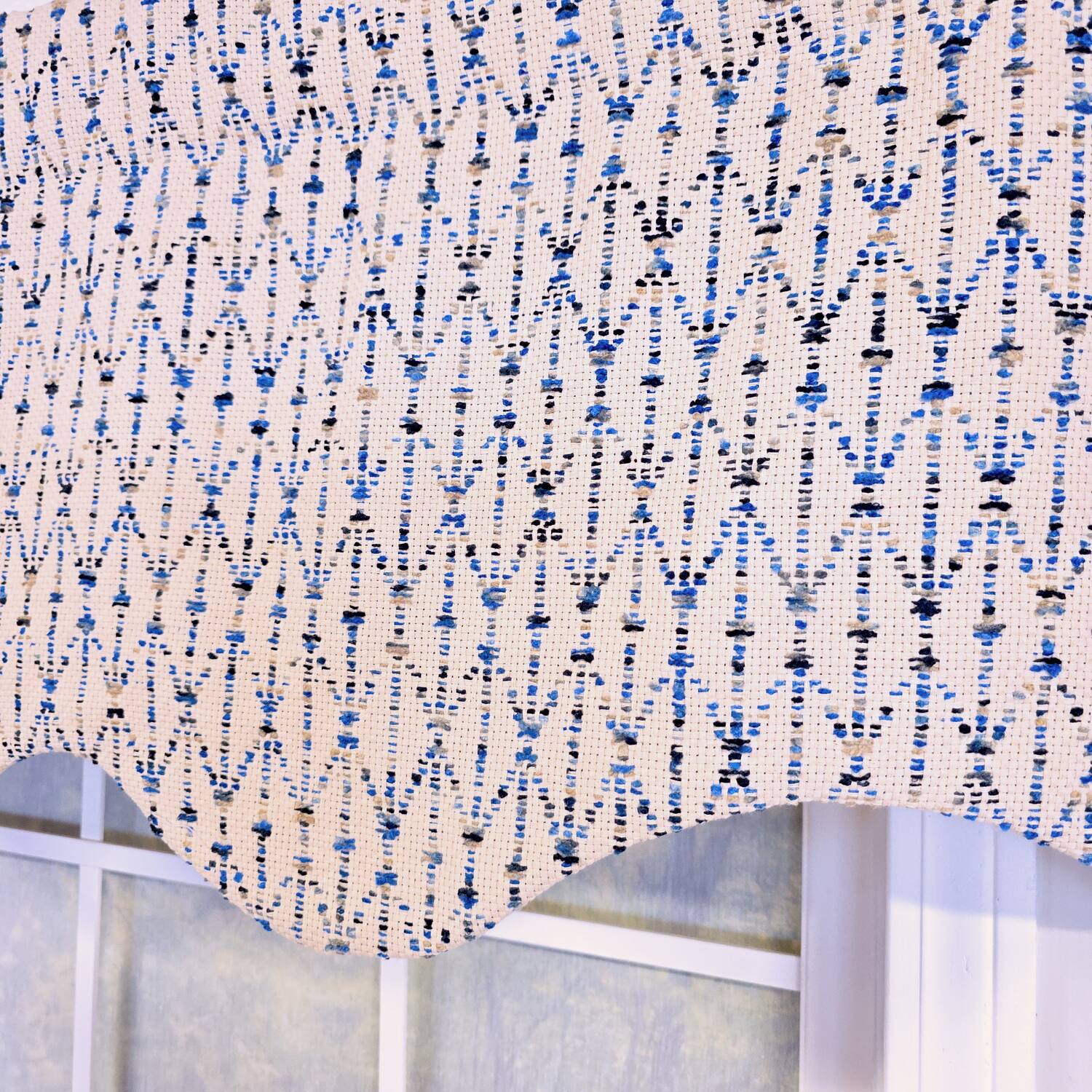 Left. RLF Home - RLF Home 100% Cotton Sassari Regal With Poly/Cotton Ivory lining Rod Pocket Valance 50" x 15" Natural - Natural.