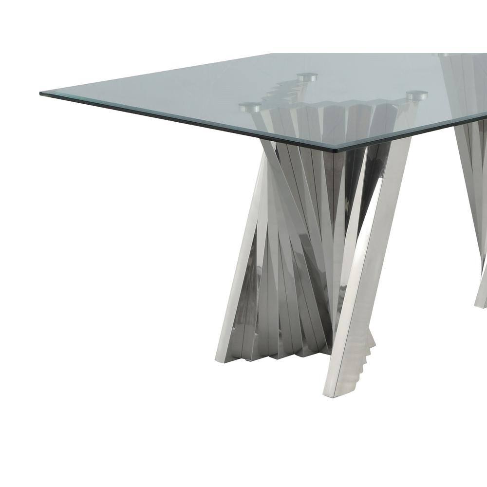 Angle. Best Quality Furniture - Glass Coffee Table with Stainless Steel Double Base - Clear.