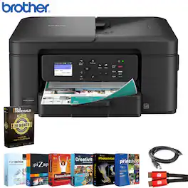 Brother - Work Smart 1360 Wireless All-in-One Inkjet Printer w/ Auto Duplex MFC-J1360DW + 26-Month Extended Warranty Bundle