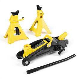 Glintex - Low Profile Floor Jack 2 Ton Steel Racing Jack with Stands Single Piston Pump 5.1-12.2 in Range