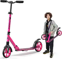 Outdoor Cruiser - Kick Scooter – Foldable, 8" Wheels, 3-Level Adjustable, for Ages 6+, Teens & Adults, 250 lbs Max - Pink
