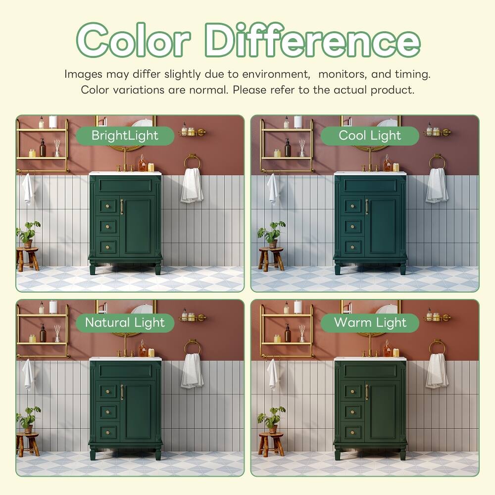 Color Difference  
Images may differ slightly due to environment, monitors, and timing.  
Color variations are normal. Please refer to the actual product.  

Bright Light  
Cool Light  
Natural Light  
Warm Light