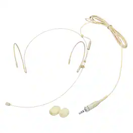 Unique Bargains - Ear Hook Headset Microphone Double Over Ear Omnidirectional Wired Condenser with 3.5mm Female Screw Plug 3.9ft Cable - Beige