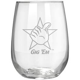 Great American Products - Texas A&M Aggies Etched 17oz. Rally Cry Stemless Wine Glass - Multicolor