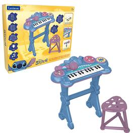 Lexibook - DISNEY Stitch Electronic keyboard with seat and microphone, 24 lighting keys to teach music and Aux-in cable