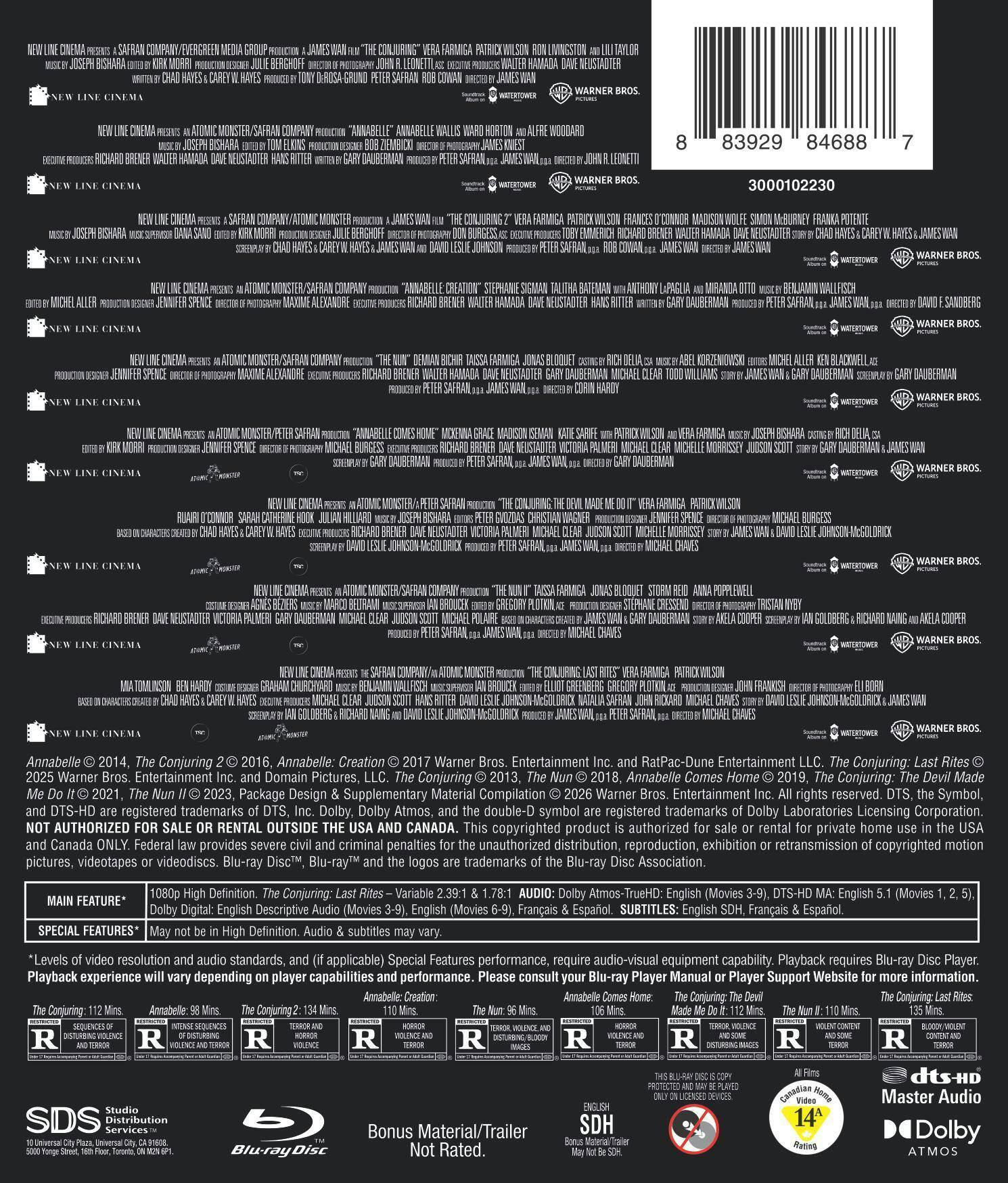 Back. The Conjuring Universe: 9-Film Collection   - BLU-RAY.