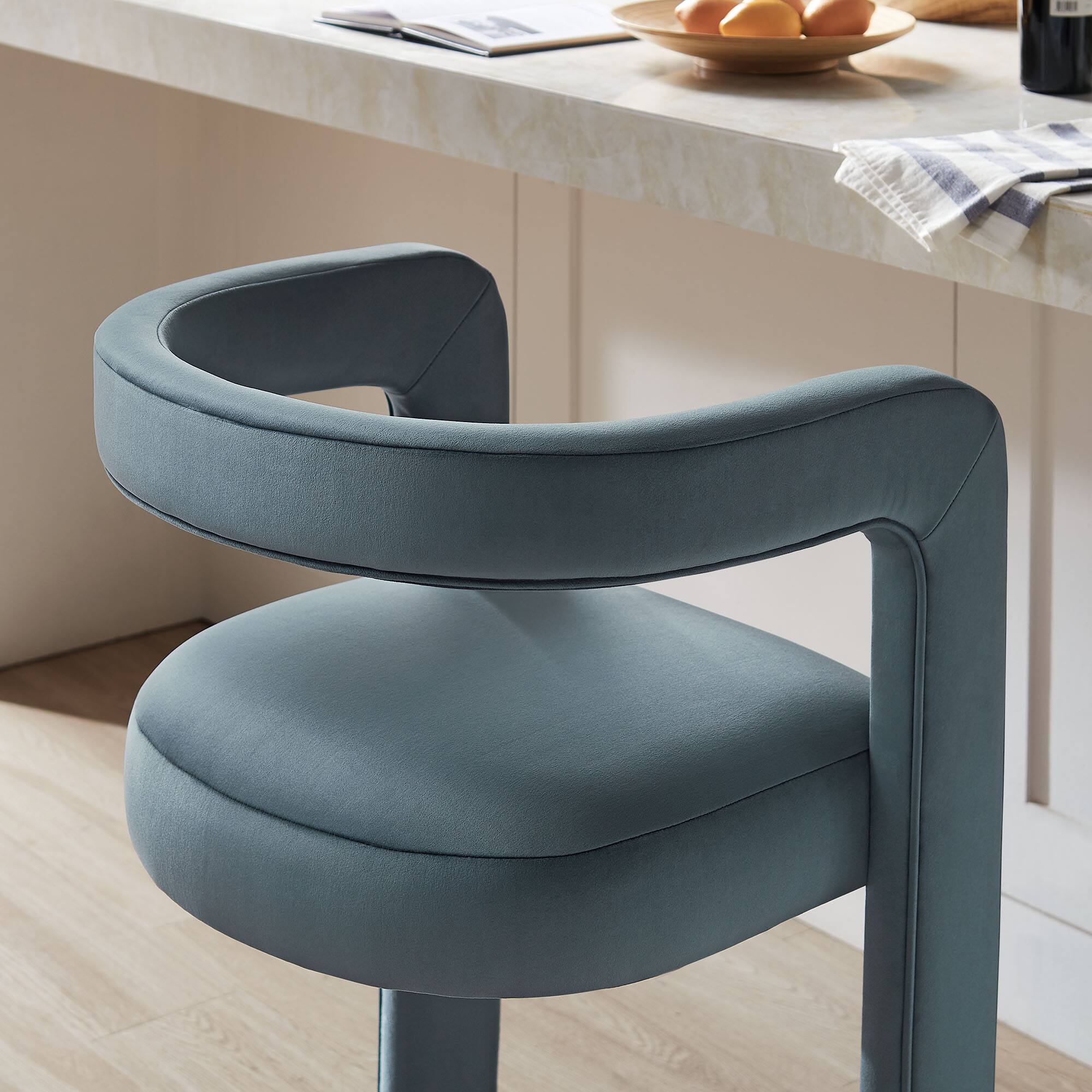 Alt View 5. Modway - Winslow Performance Velvet Bar Stool - Blue.
