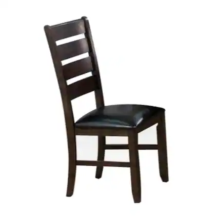 Front. Manhattan Lane - Ladder Back Wooden Side Chair with Leatherette seat, Set of 2 - Brown and Black.