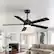 Left. Breezary - 52" Modern Indoor Ceiling Fan with LED Light, 5 Reversible Plywood Blades, 6-Speed DC Motor, Remote, Timer, 5" Downrod - All Black.