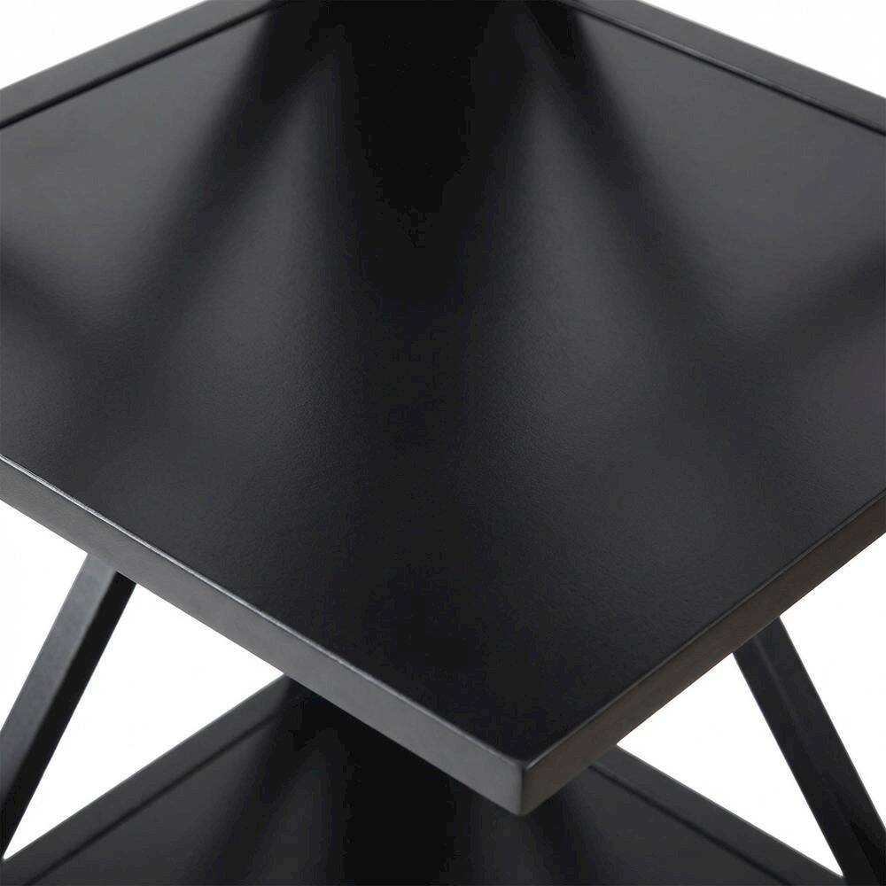 Alt View 3. FurniFact - Corner Bookcase in Finish with 3 Shelves for Compact Storage - Black.