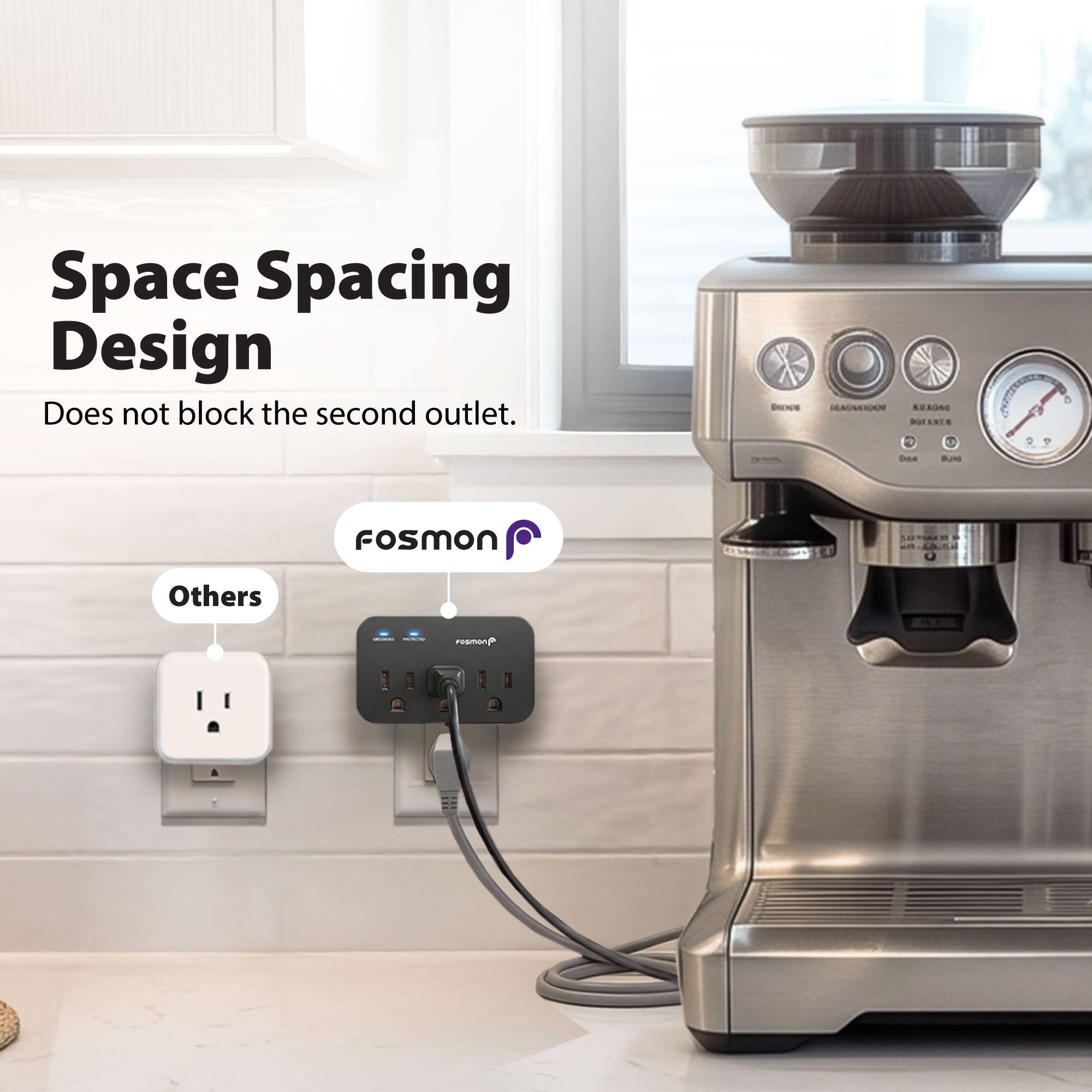Space Spacing Design Does not block the second outlet.

MAXIOS
DIANNATOON AUXO60 DOTANCE Doe 0.10
O
9
0
FOSMON
Others
UNIZING 
rosmon