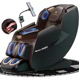 KoziSense - KZ-A18 3D Massage Chair Full Body,Zero Gravity SL-Track Shiatsu,Back Heat,Voice Control,Body Scan,Legrest Extension - Black and Brown