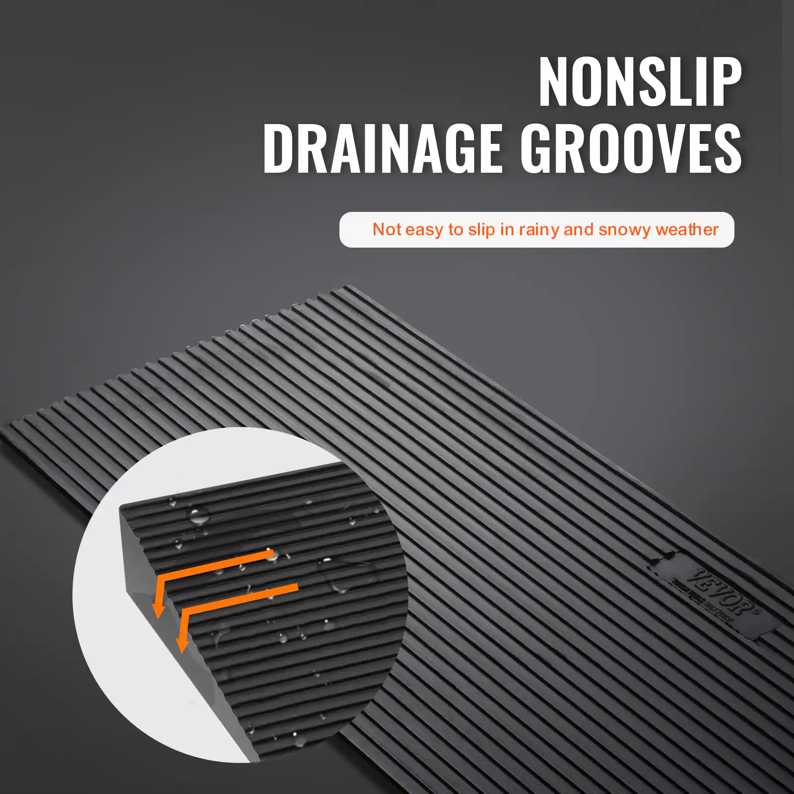 NONSLIP DRAINAGE GROOVES  
Not easy to slip in rainy and snowy weather  
VEVOR