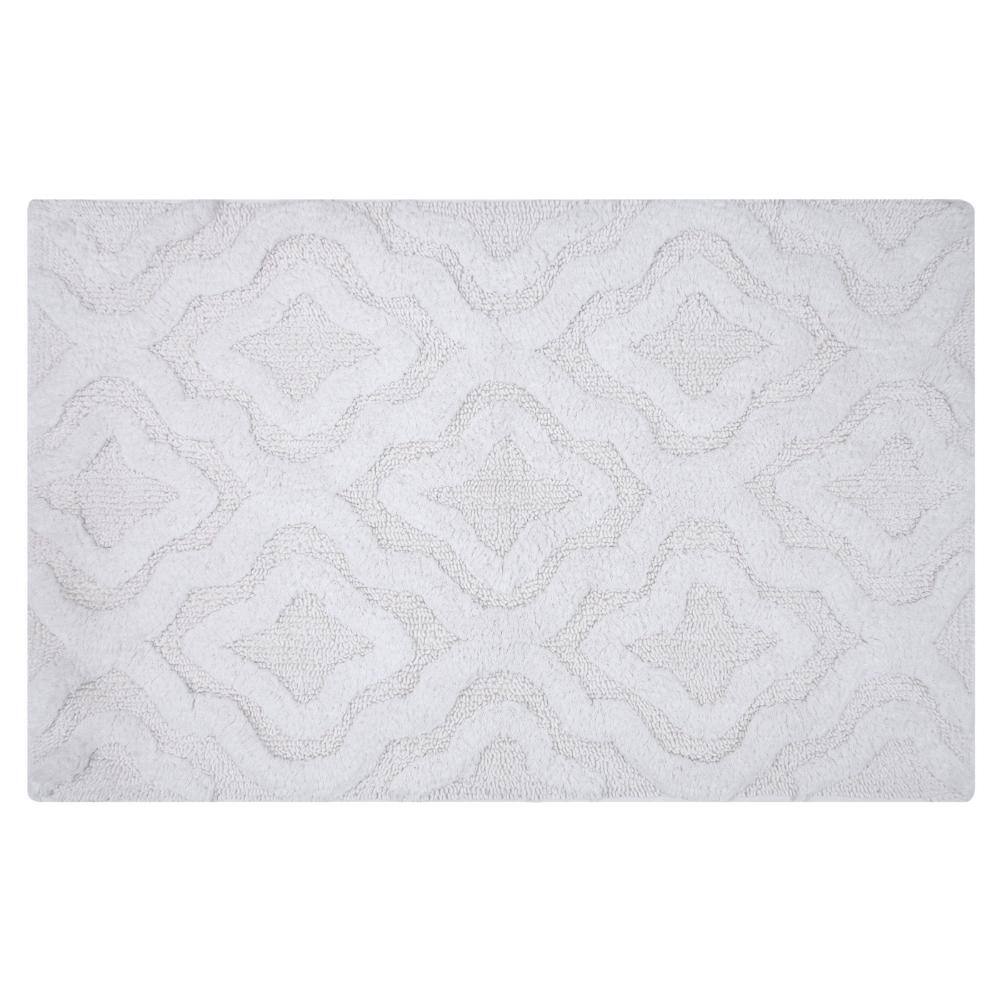 Left. Knightsbridge - Knightsbridge Cotton Non-Skid Bath Rug - Soft Plush White - White.