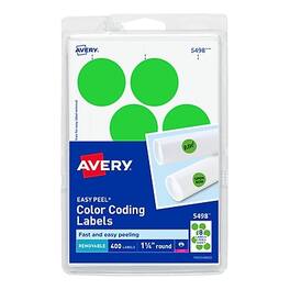 Avery - Laser Color Coding Labels, 1 1/4" Dia., 8/Sheet, 50 Sheets/Pack - Neon Green