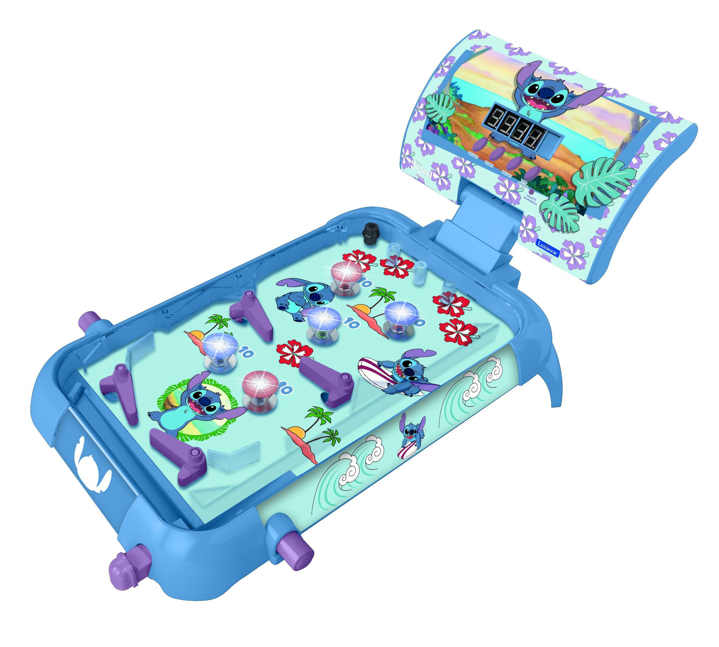 Front. Lexibook - Disney Stitch Electronic Table Pinball with Sounds, Lights & Digital Scoring.