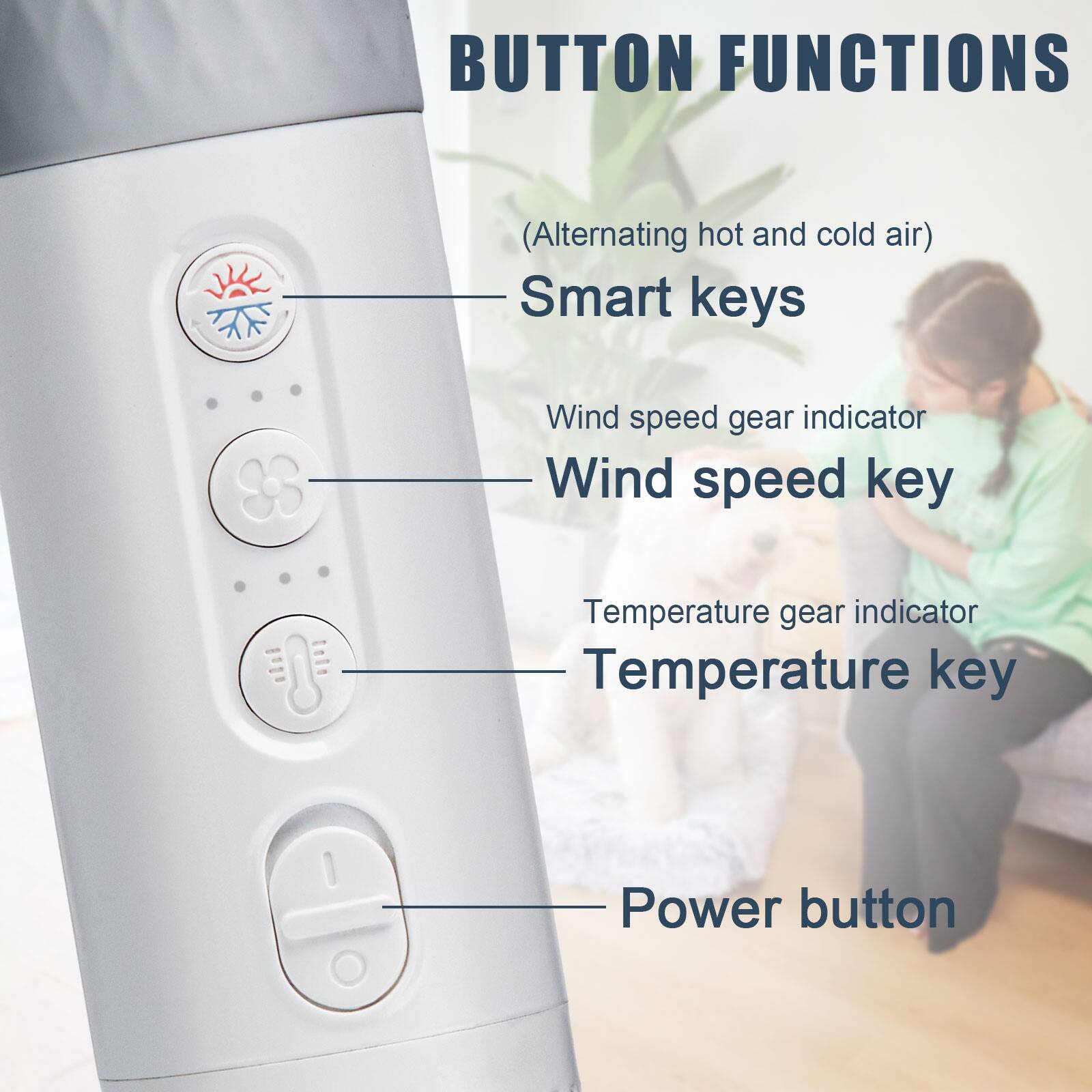 Smart keys
Wind speed key
Temperature key
Power button